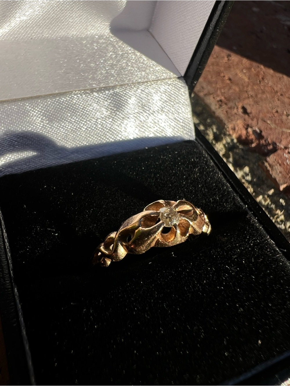 Antique Solid 14k Gold Floral Diamond Accent Women’s Ring